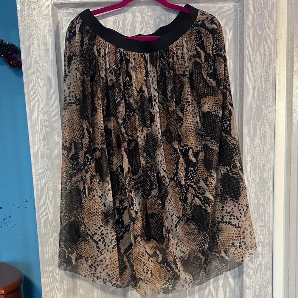 Zara Black and Brown Midi Skirt
